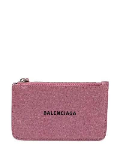 Pre-owned Balenciaga Cash Glitter Card Holder In Pink