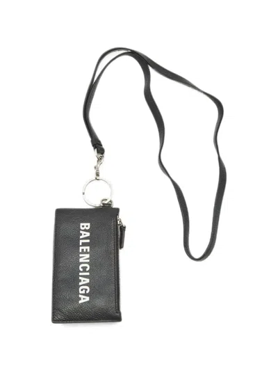 Pre-owned Balenciaga Cash Keychain Card Case In Black