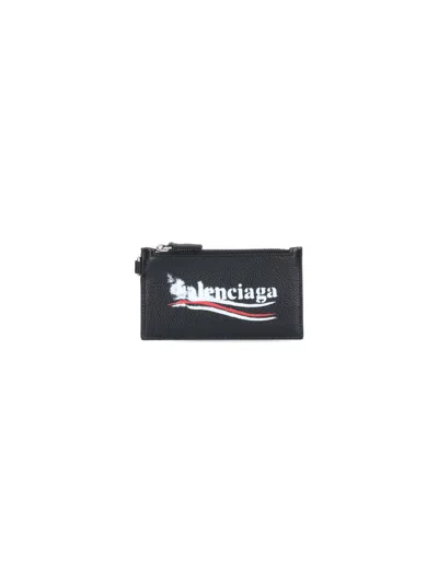 Balenciaga Cash Keyring Card Holder In Black