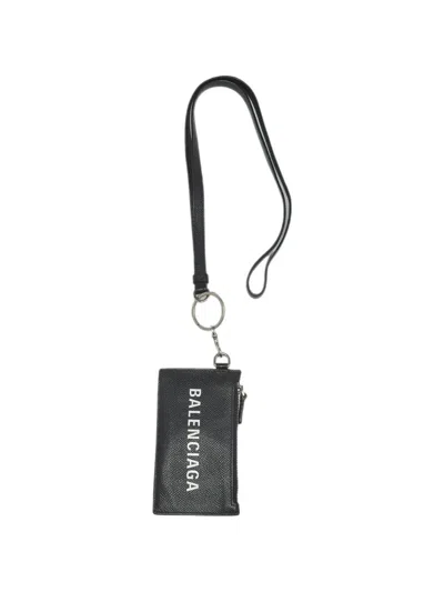 Pre-owned Balenciaga Cash Lanyard Card Holder In Black