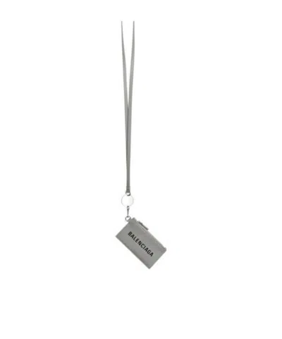 Balenciaga Cash Lanyard-strap Cardholder In Gray