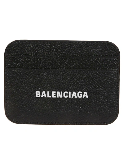 Balenciaga Cash Leather Card Case In Black