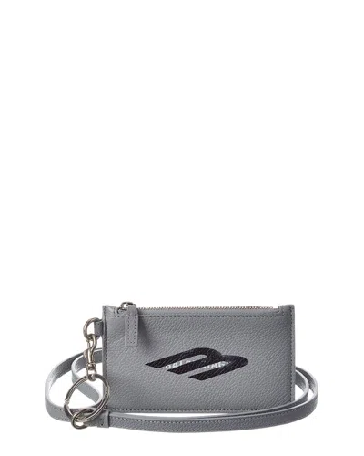 Balenciaga Cash Leather Card Case On Keyring In Purple