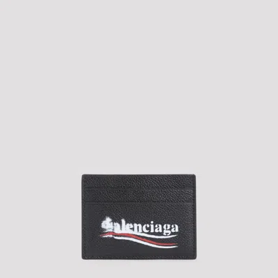 Balenciaga Cash Leather Card Holder In Black