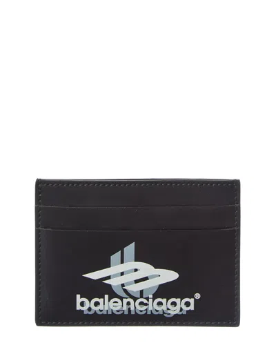 Balenciaga Cash Leather Card Holder In Black