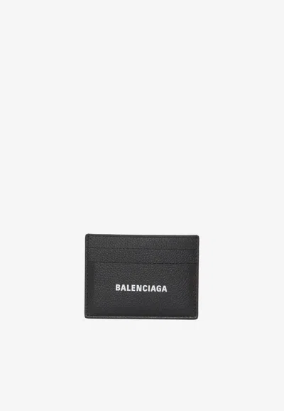 Balenciaga Cash Leather Cardholder In Black