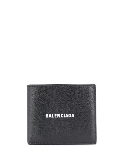 Balenciaga Cash Leather Wallet In Black