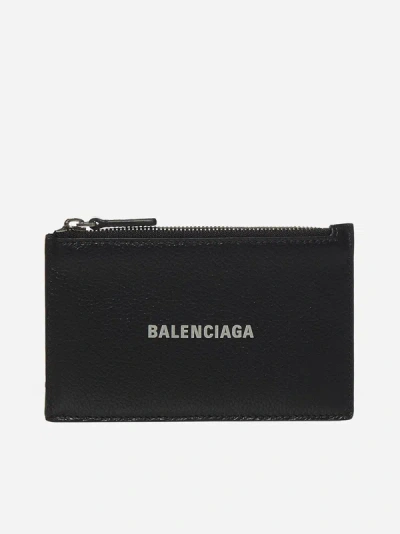 Balenciaga Cash Leather Wallet In Black,white