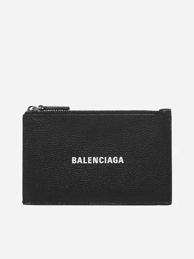 Balenciaga Cash Leather Wallet In Black