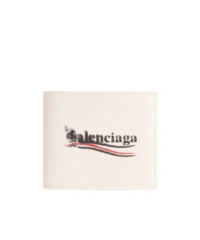 Balenciaga Cash Leather Wallet In White