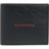 Balenciaga Cash Square Folded Wallet In 1065 Black/cherry Red