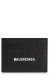 Balenciaga Logo-print Grained Leather Card Holder Accessories In Black/white