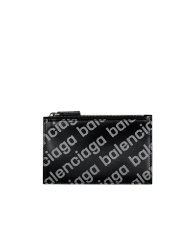 Balenciaga Cash Logo-print Long Cardholder In Black