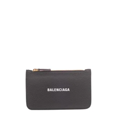 Balenciaga Cash Long Leather Cardholder In Black