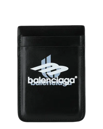 Balenciaga Cash Magnet Leather Card Holder In Red