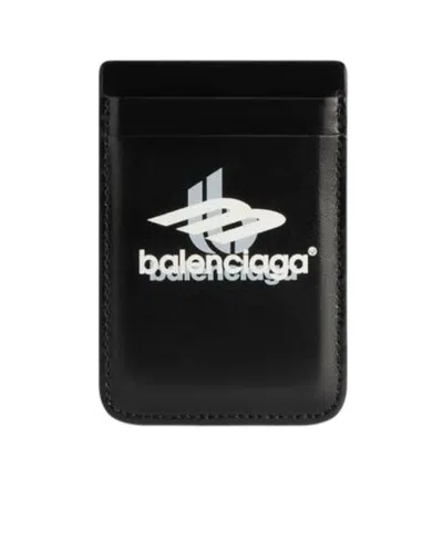 Balenciaga Cash Magnetic Card Holder In Black