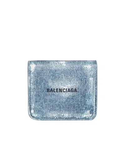 Balenciaga Cash Mini Wallet In Blue