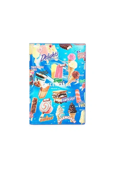 Balenciaga Cash Passport Holder In Blue