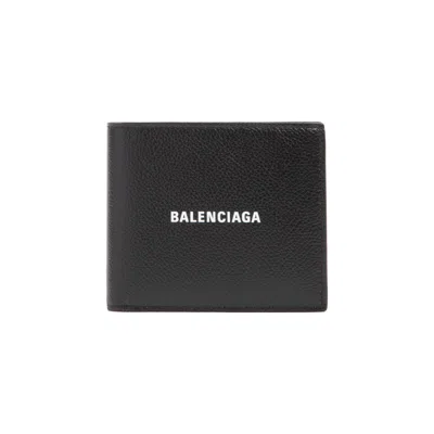 Balenciaga Logo-printed Cash Square Bi-fold Wallet In Black