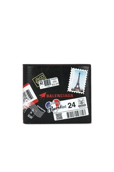 Balenciaga Cash Square Folded Black Lamb Leather Wallet