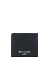 Balenciaga Leather Bi-fold Wallet With Clean Lines In Black