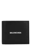 Balenciaga Black Wallet With Contrasting Logo Print In Leather Man In Black