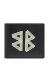 Balenciaga Cash Black Wallet In Grained Leather In Black