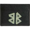 Balenciaga Cash Tape Type Logo Leather Card Holder In Black/light Paper