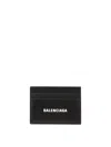 Balenciaga Logo-print Grained Leather Card Holder Accessories In Black