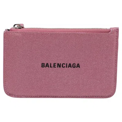 Pre-owned Balenciaga Cash Zip Card Holder In Pink Glitter