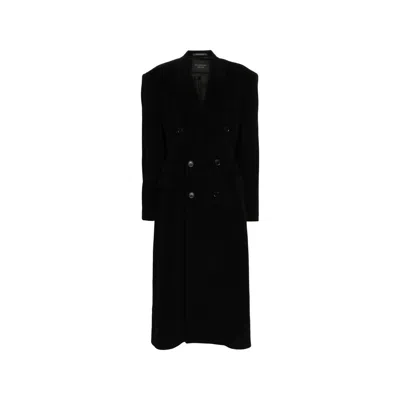 Balenciaga Cashmere And Wool Cinched Coat Women In Black