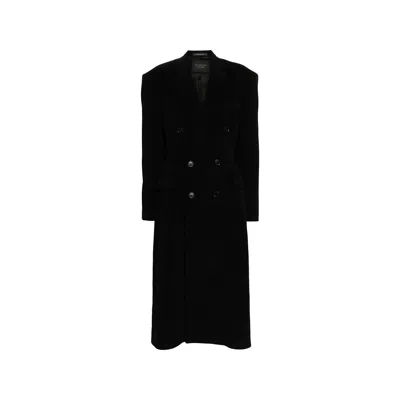Balenciaga Cashmere And Wool Cinched Coat Women In Black