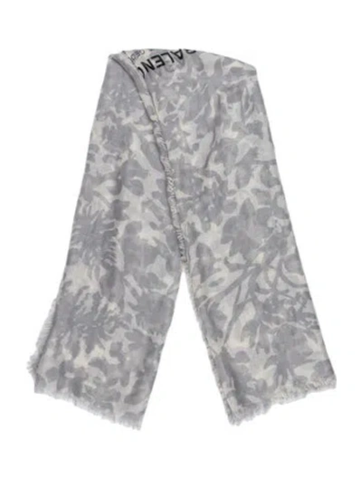 Pre-owned Balenciaga Cashmere Floral Print Scarf In Grey