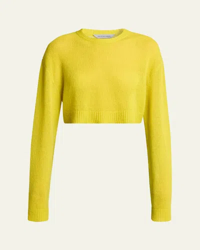 Balenciaga Cashmere Open-knit Crop Sweater In Yellow