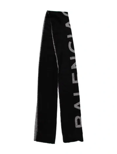 Pre-owned Balenciaga Cashmere Printed Scarf In Black