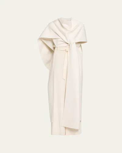 Balenciaga Cashmere Scarf Coat In Neutral