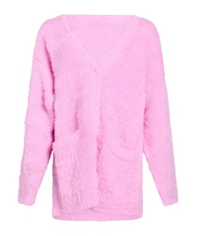 Balenciaga Casual Knit Coat In Pink
