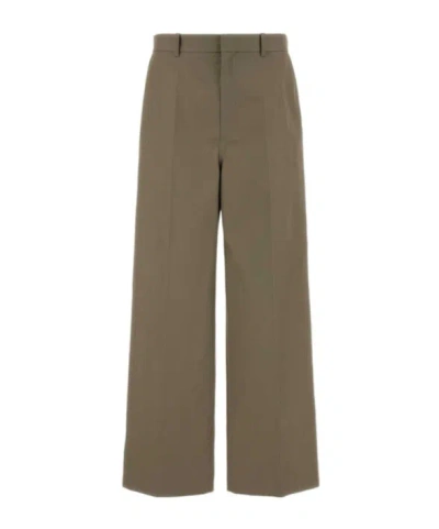 Balenciaga Twill Chino Pants Belt Loops Front Pleats In Brown