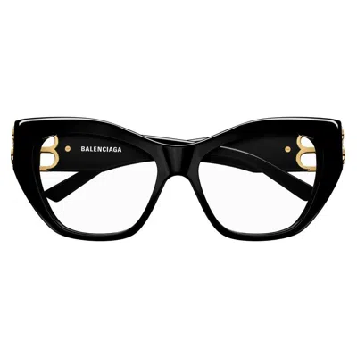 Balenciaga Cat-eye Frame Glasses In 001 Black Black Transpare