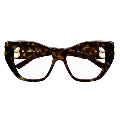 Balenciaga Cat-eye Frame Glasses In 002 Havana Havana Transpa