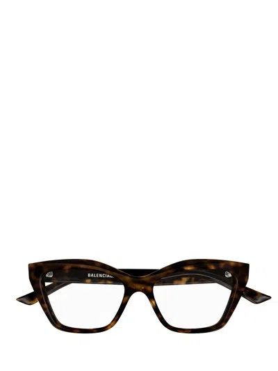 Balenciaga Cat-eye Frame Glasses In 006 Havana Havana Transpa