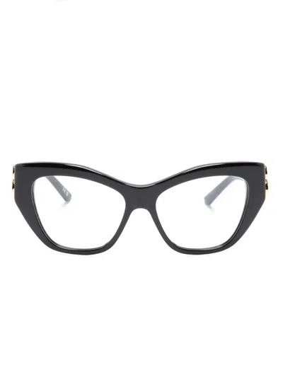 Balenciaga Cat-eye Frame Glasses In 001 Black Black Transparent