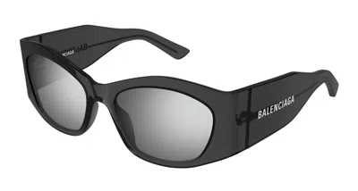 Pre-owned Balenciaga Cat Eye Sunglasses In Grey/silver (bb0329s/ 003) In Gray