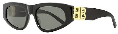 Pre-owned Balenciaga Cateye Sunglasses Bb0095s 001 Black/gold 53mm 0095 In Gray
