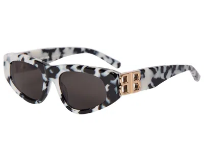 Pre-owned Balenciaga Cateye Sunglasses In White Marble/brown (bb0095s) In Multi