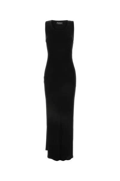 Balenciaga Ribbed-knit Sleeveless Dress In Black