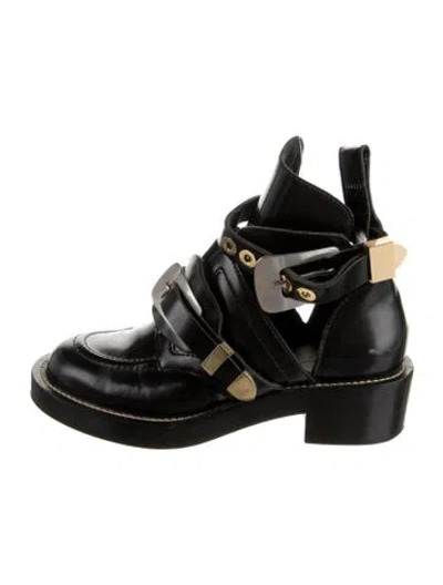 Pre-owned Balenciaga Ceinture Leather Combat Boots In Black