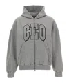 Balenciaga Hooded Cotton Sweatshirt With Kangaroo Pocket In Gray
