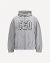 Balenciaga Zip Front Hoodie With Contrast Logo And Ribbed Details In Gray