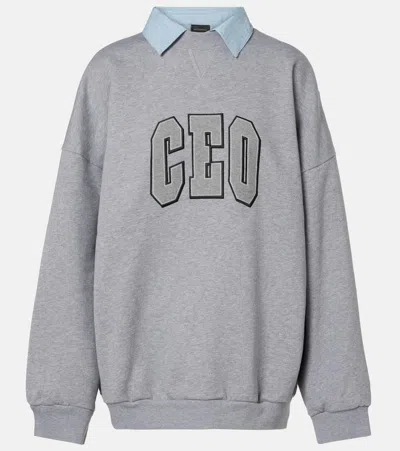 Balenciaga Ceo Team Cotton Fleece Sweatshirt In Gray